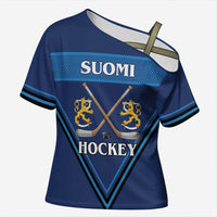 Finland Hockey Custom Cross Shoulder Shirt Suomi Lion Ice Pride 2026 Blue Version