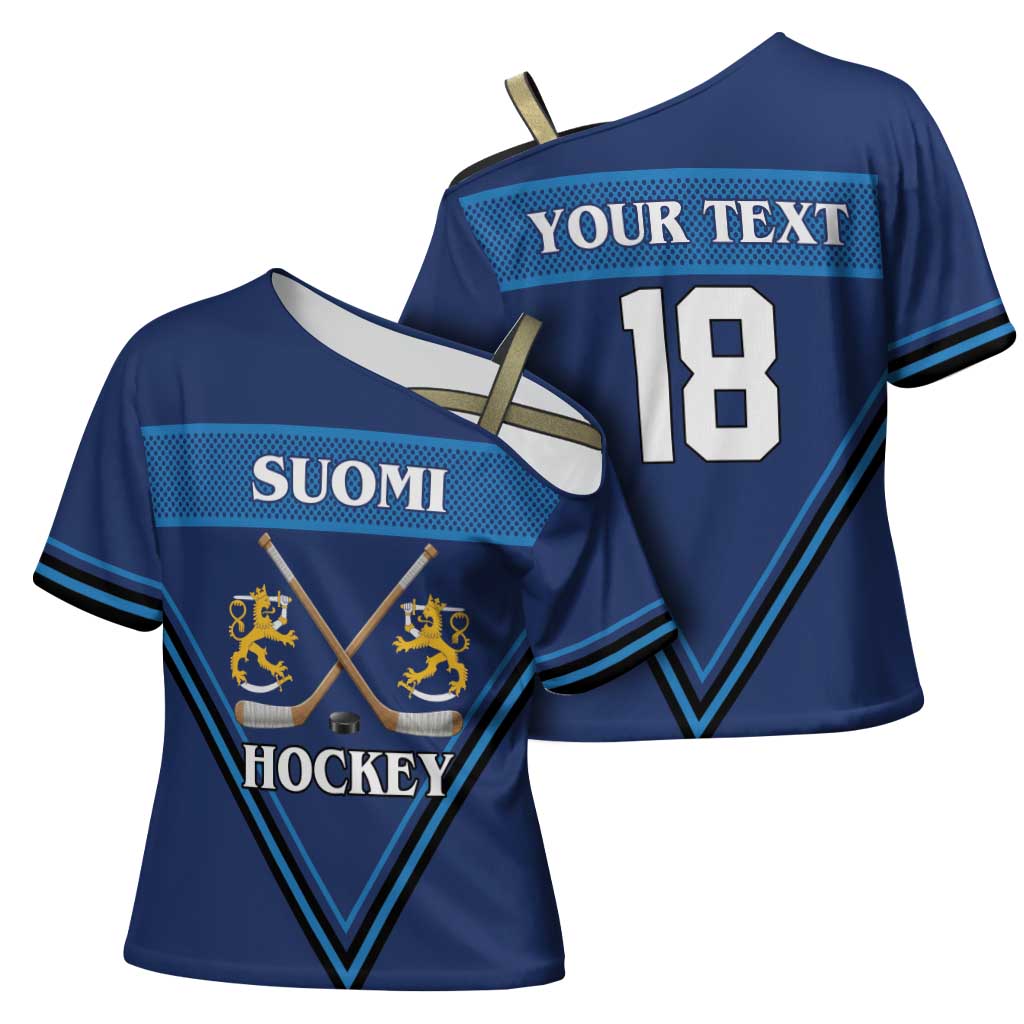 Finland Hockey Custom Cross Shoulder Shirt Suomi Lion Ice Pride 2026 Blue Version