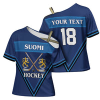 Finland Hockey Custom Cross Shoulder Shirt Suomi Lion Ice Pride 2026 Blue Version