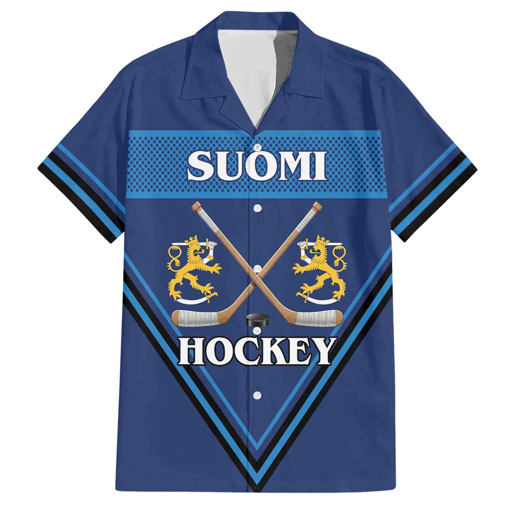 Finland Hockey Custom Hawaiian Shirt Suomi Lion Ice Pride 2026 Blue Version