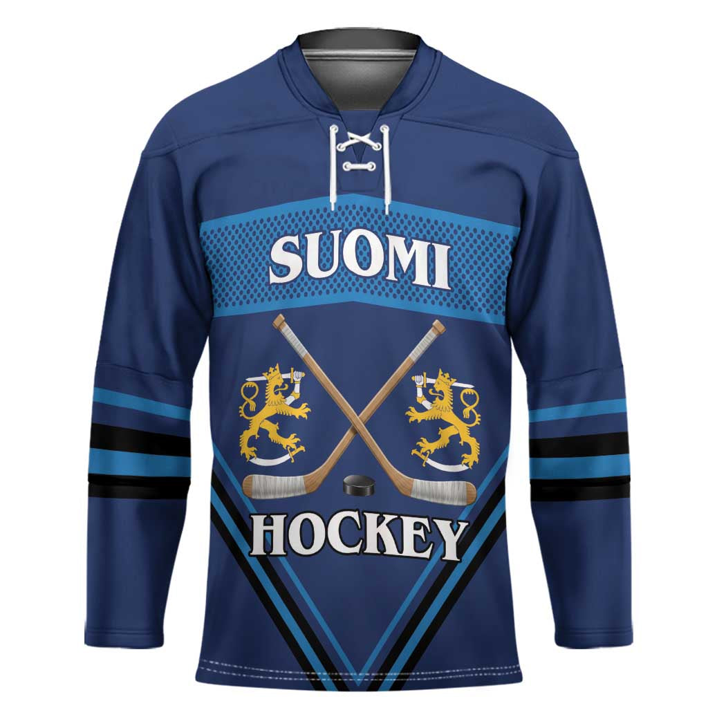 Finland Hockey Custom Hockey Jersey Suomi Lion Ice Pride 2026 Blue Version