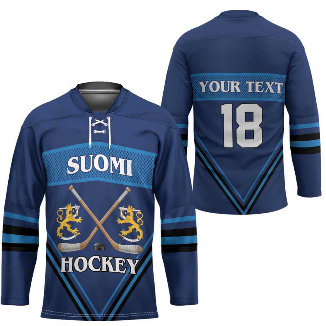 Finland Hockey Custom Hockey Jersey Suomi Lion Ice Pride 2026 Blue Version