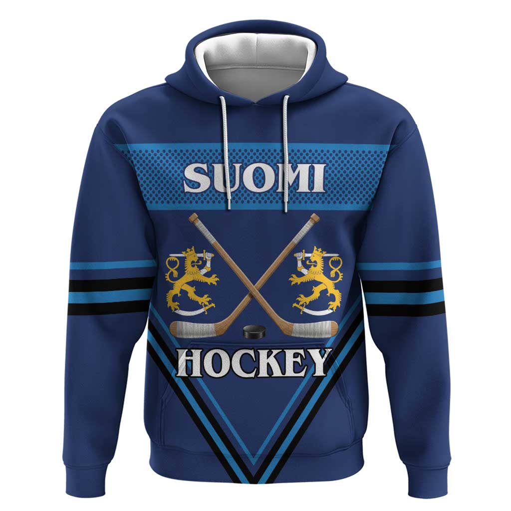 Finland Hockey Custom Hoodie Suomi Lion Ice Pride 2026 Blue Version
