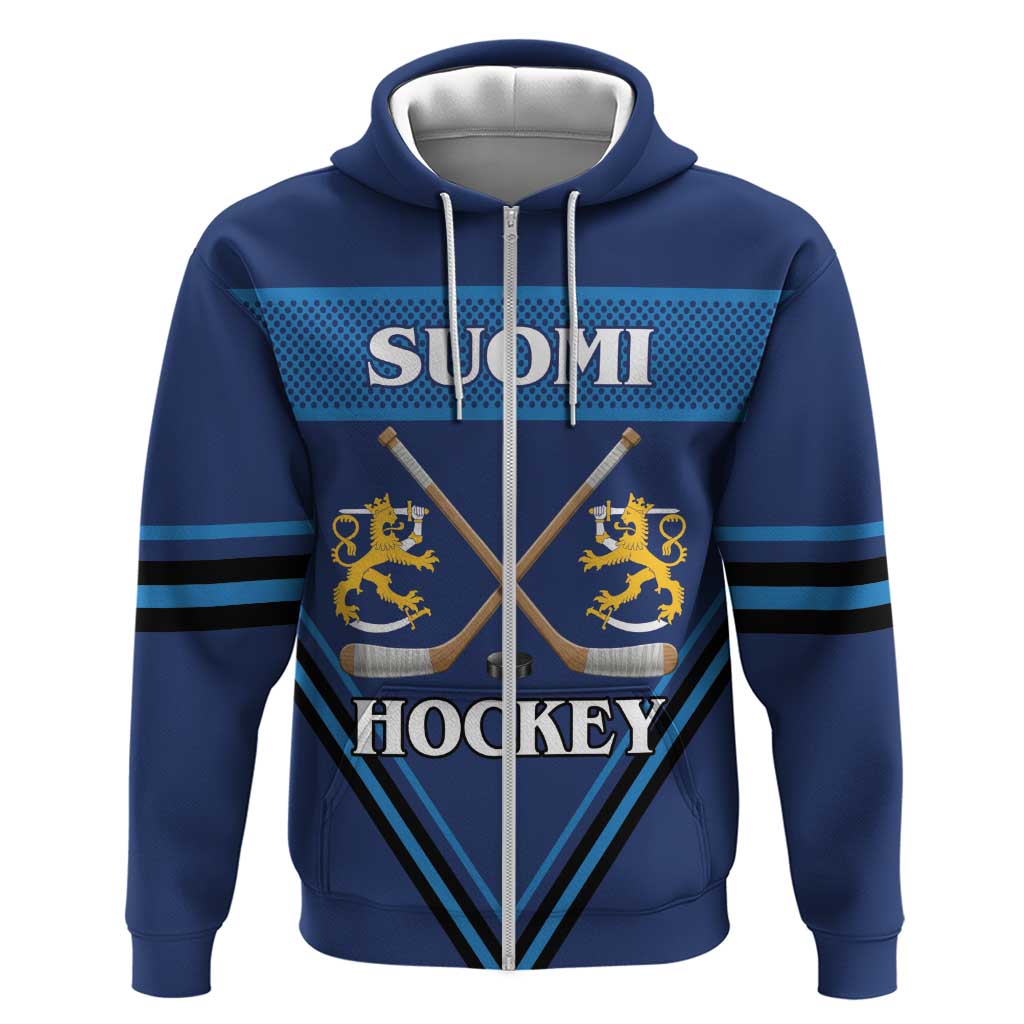 Finland Hockey Custom Hoodie Suomi Lion Ice Pride 2026 Blue Version