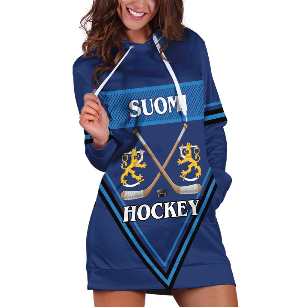 Finland Hockey Custom Hoodie Dress Suomi Lion Ice Pride 2026 Blue Version