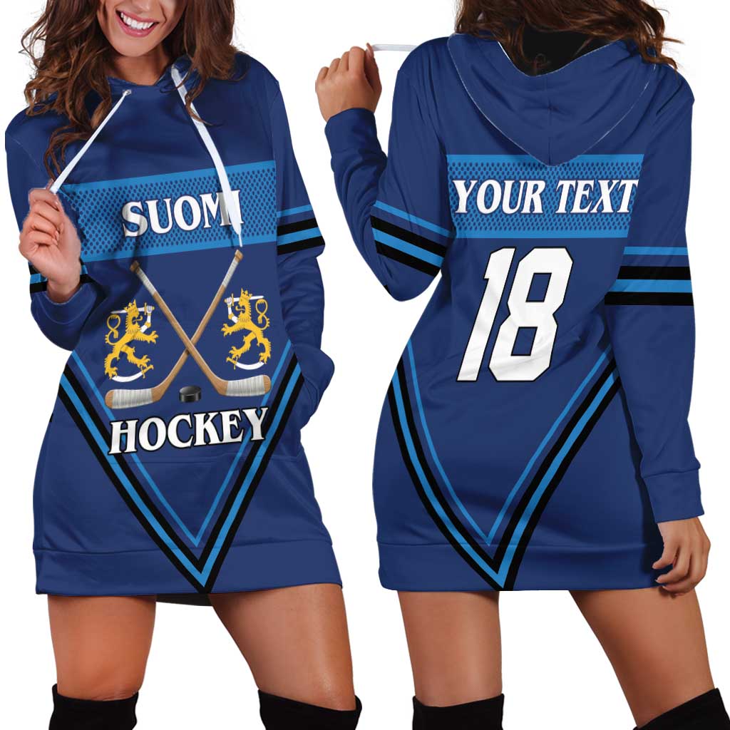 Finland Hockey Custom Hoodie Dress Suomi Lion Ice Pride 2026 Blue Version