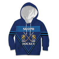 Finland Hockey Custom Kid Hoodie Suomi Lion Ice Pride 2026 Blue Version