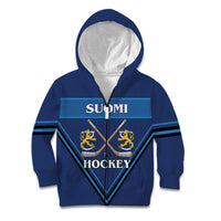 Finland Hockey Custom Kid Hoodie Suomi Lion Ice Pride 2026 Blue Version