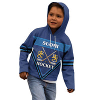Finland Hockey Custom Kid Hoodie Suomi Lion Ice Pride 2026 Blue Version