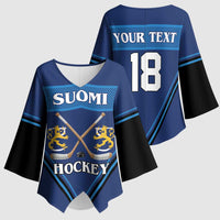 Finland Hockey Custom Kimono Sleeve Blouse Suomi Lion Ice Pride 2026 Blue Version