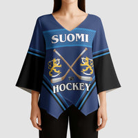 Finland Hockey Custom Kimono Sleeve Blouse Suomi Lion Ice Pride 2026 Blue Version