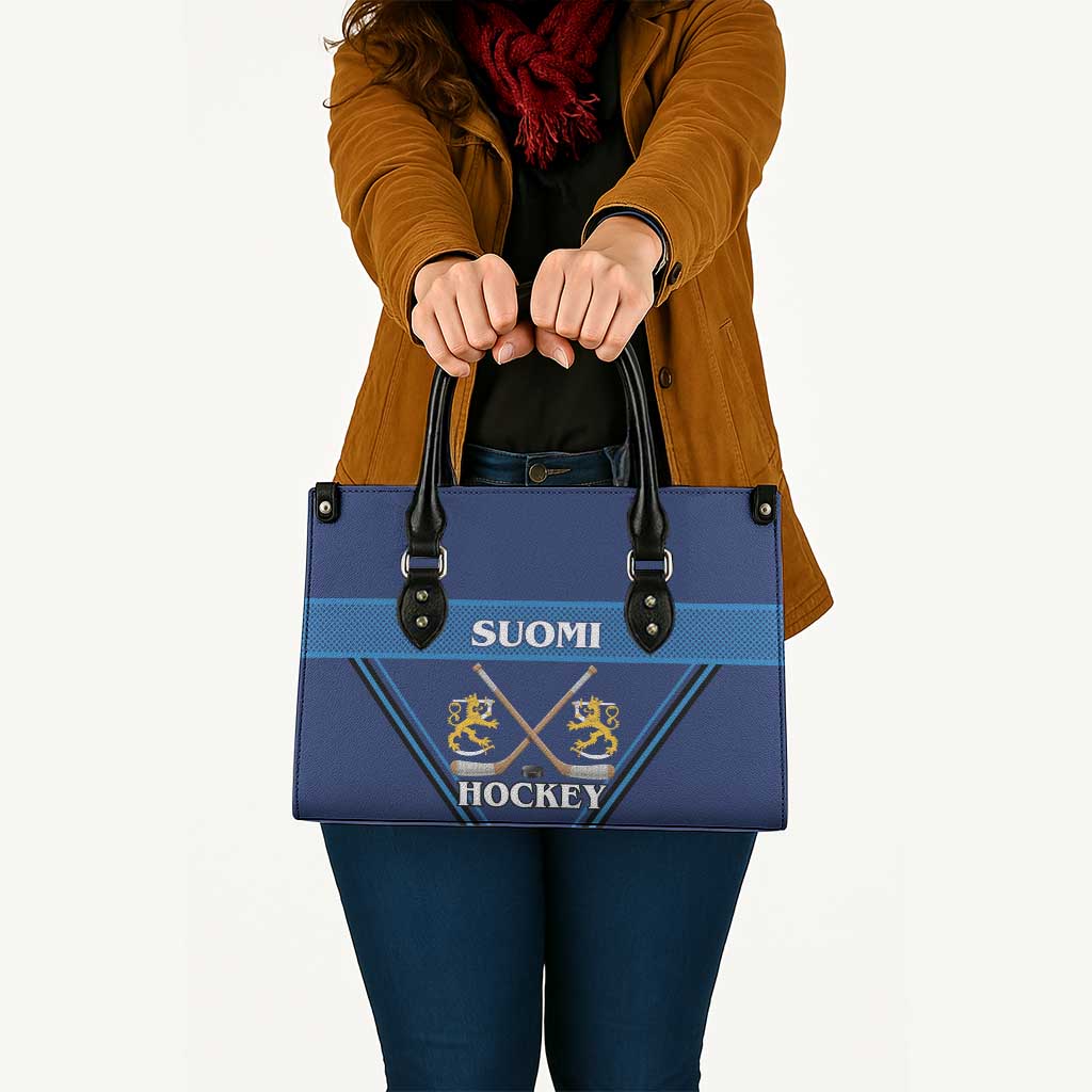 Finland Hockey Leather Bag Suomi Lion Ice Pride 2026 Blue Version