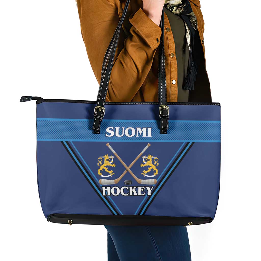 Finland Hockey Leather Tote Bag Suomi Lion Ice Pride 2026 Blue Version