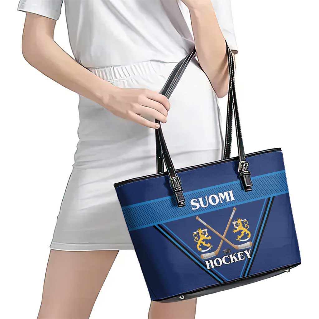 Finland Hockey Leather Tote Bag Suomi Lion Ice Pride 2026 Blue Version
