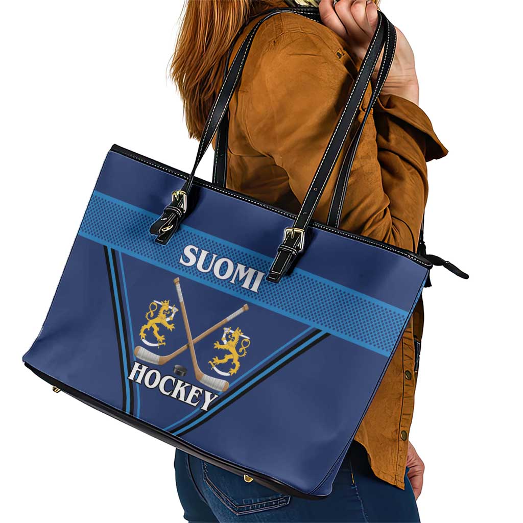 Finland Hockey Leather Tote Bag Suomi Lion Ice Pride 2026 Blue Version