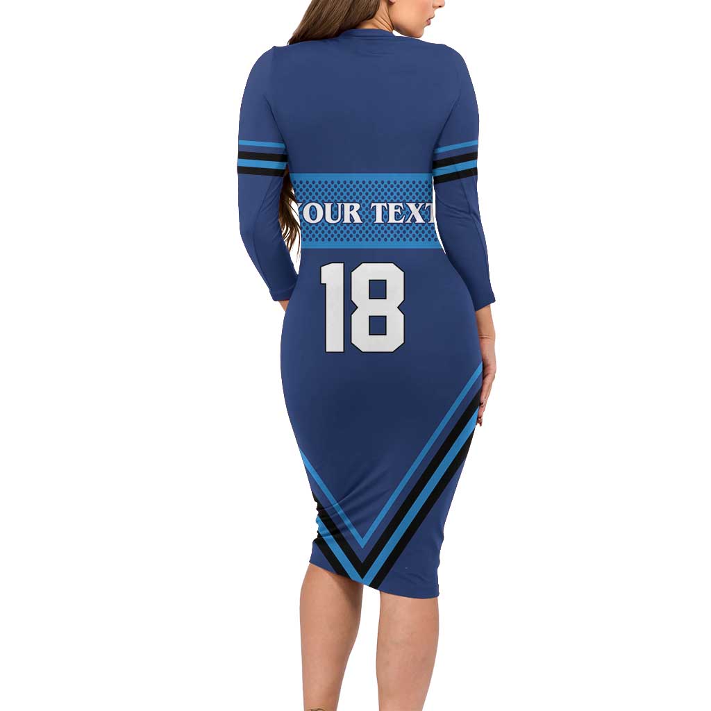 Finland Hockey Custom Long Sleeve Bodycon Dress Suomi Lion Ice Pride 2026 Blue Version