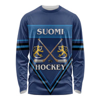 Finland Hockey Custom Long Sleeve Shirt Suomi Lion Ice Pride 2026 Blue Version