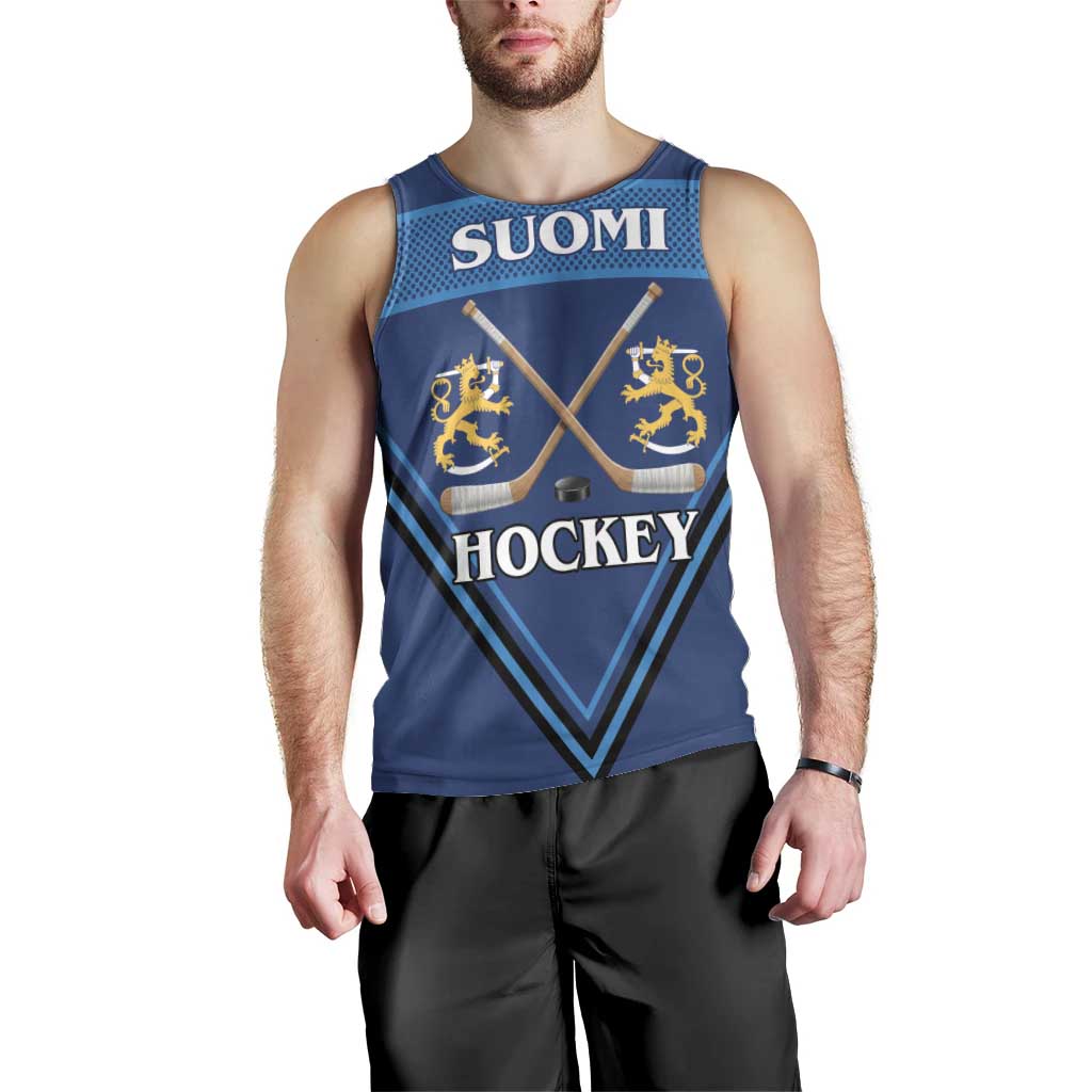Finland Hockey Custom Men Tank Top Suomi Lion Ice Pride 2026 Blue Version