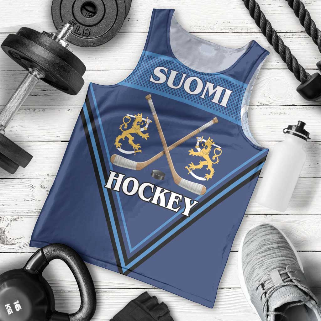 Finland Hockey Custom Men Tank Top Suomi Lion Ice Pride 2026 Blue Version
