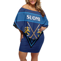 Finland Hockey Custom Off Shoulder Short Dress Suomi Lion Ice Pride 2026 Blue Version