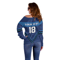 Finland Hockey Custom Off Shoulder Sweater Suomi Lion Ice Pride 2026 Blue Version