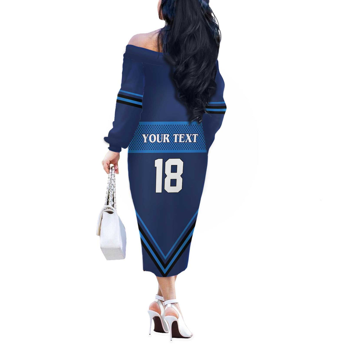 Finland Hockey Custom Off The Shoulder Long Sleeve Dress Suomi Lion Ice Pride 2026 Blue Version