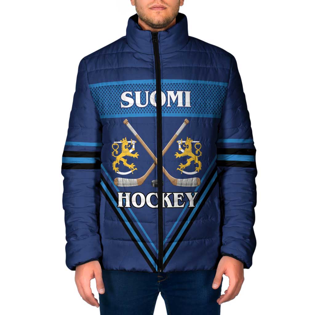 Finland Hockey Custom Padded Jacket Suomi Lion Ice Pride 2026 Blue Version