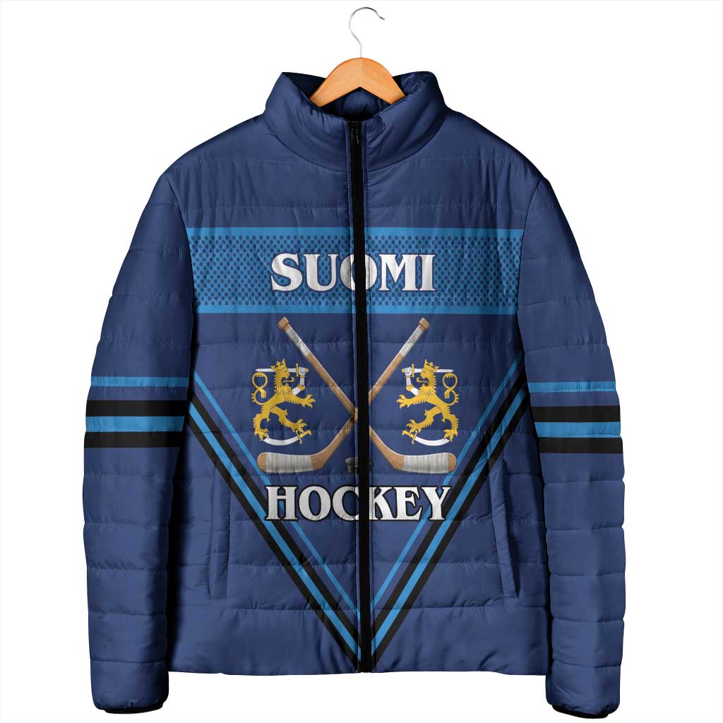 Finland Hockey Custom Padded Jacket Suomi Lion Ice Pride 2026 Blue Version