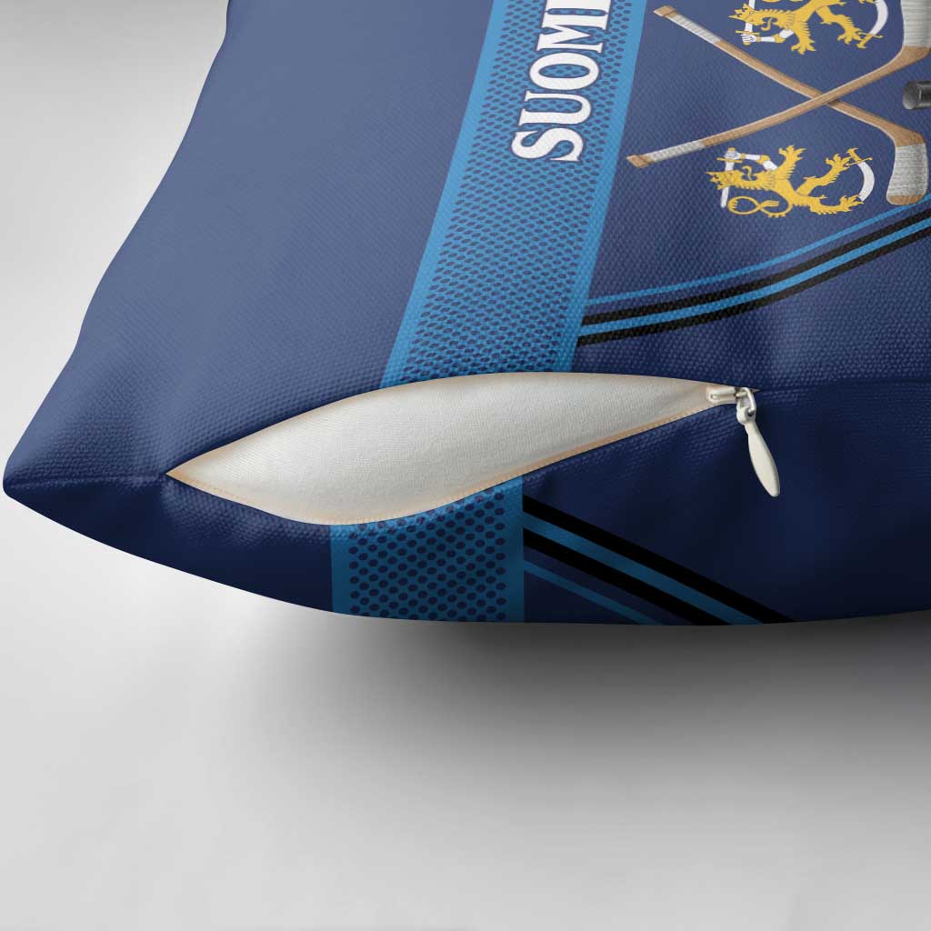 Finland Hockey Pillow Cover Suomi Lion Ice Pride 2026 Blue Version