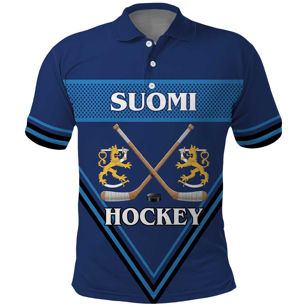 Finland Hockey Custom Polo Shirt Suomi Lion Ice Pride 2026 Blue Version