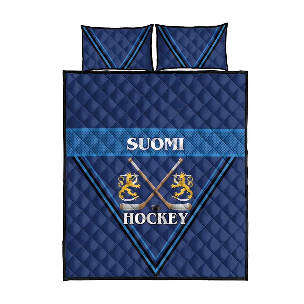 Finland Hockey Quilt Bed Set Suomi Lion Ice Pride 2026 Blue Version