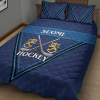 Finland Hockey Quilt Bed Set Suomi Lion Ice Pride 2026 Blue Version