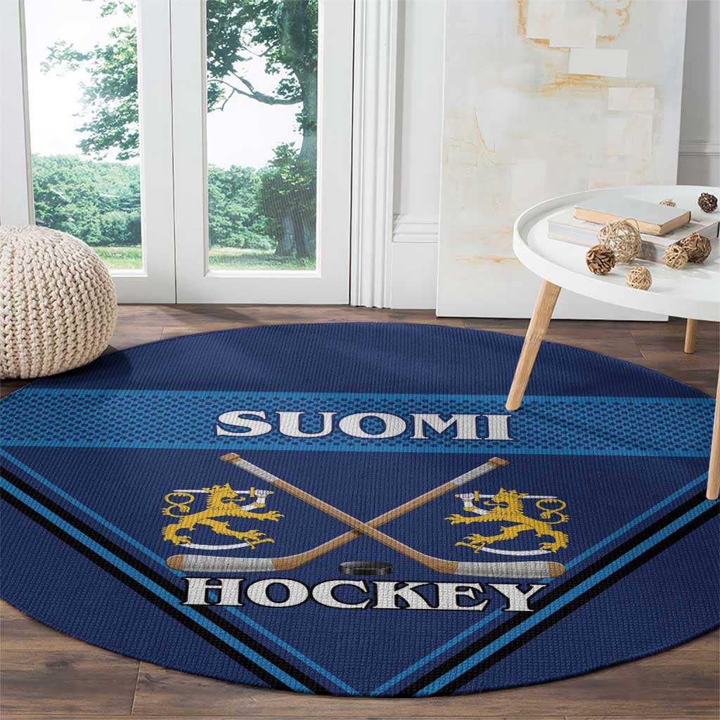 Finland Hockey Round Carpet Suomi Lion Ice Pride 2026 Blue Version