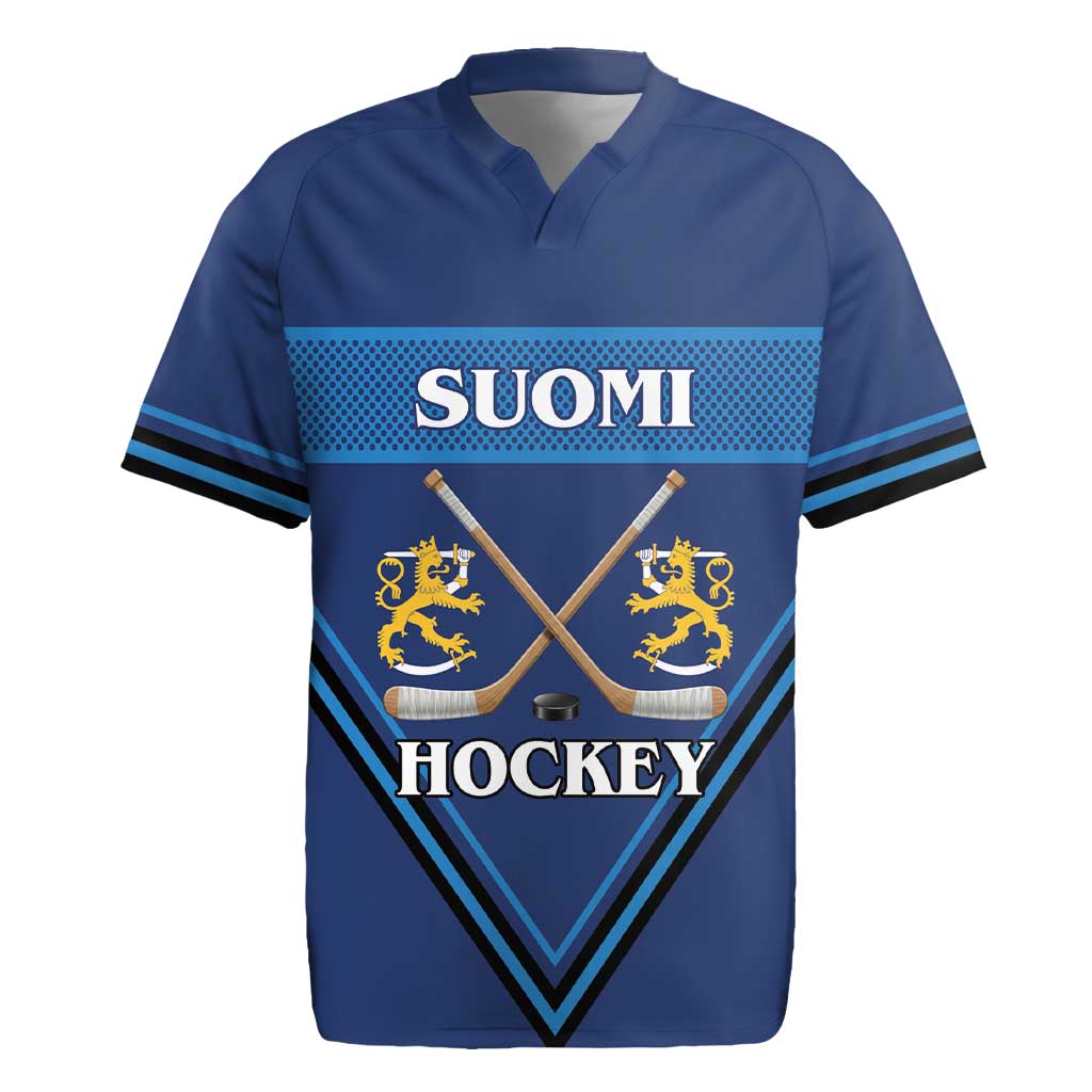 Finland Hockey Custom Rugby Jersey Suomi Lion Ice Pride 2026 Blue Version