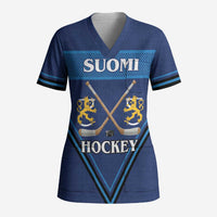 Finland Hockey Custom Scrub Top Suomi Lion Ice Pride 2026 Blue Version
