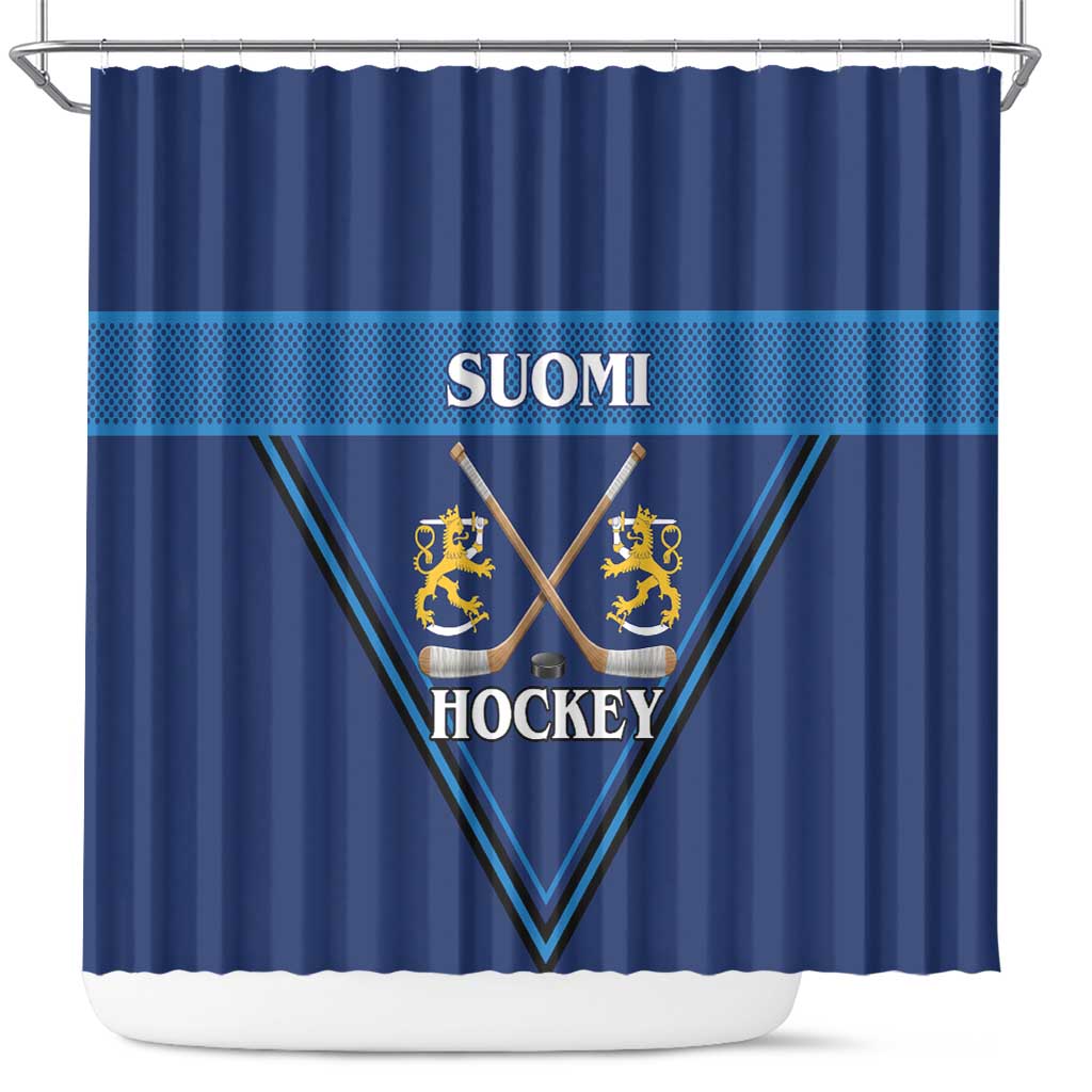Finland Hockey Shower Curtain Suomi Lion Ice Pride 2026 Blue Version