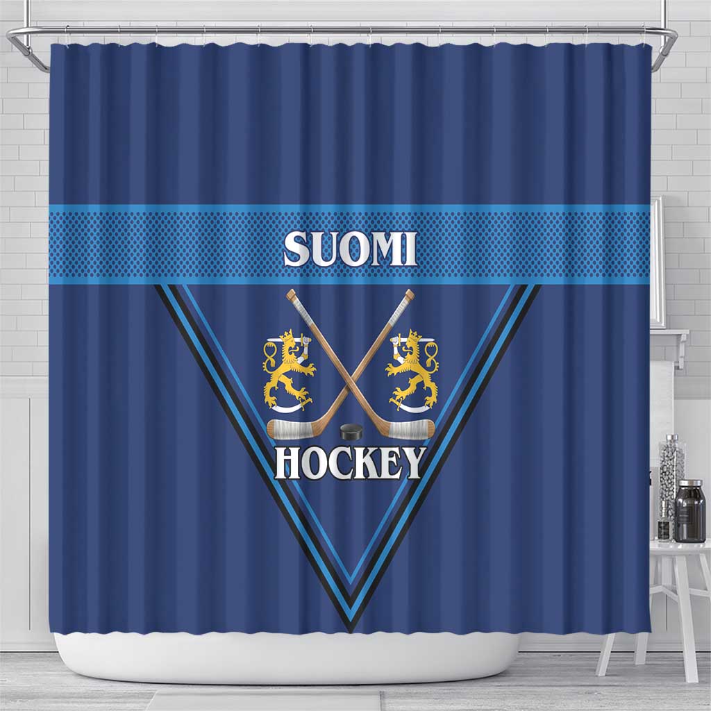 Finland Hockey Shower Curtain Suomi Lion Ice Pride 2026 Blue Version