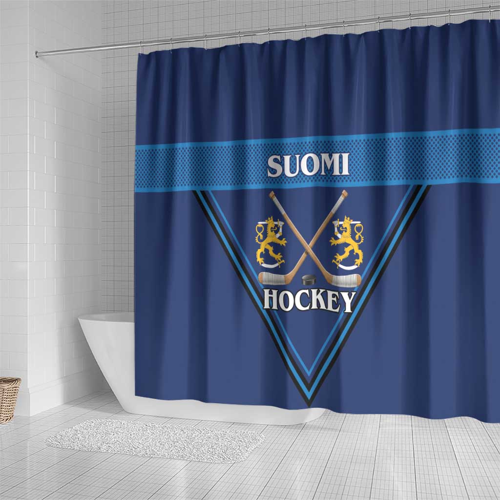 Finland Hockey Shower Curtain Suomi Lion Ice Pride 2026 Blue Version