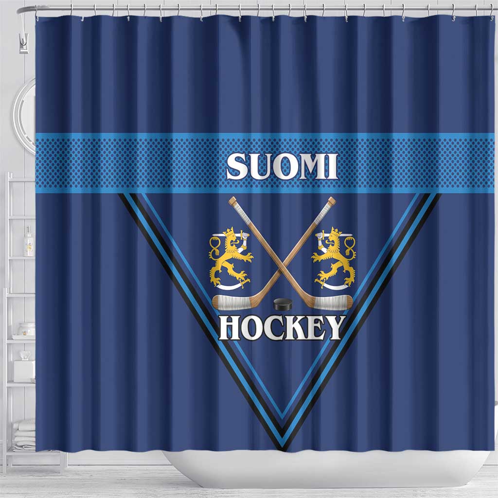 Finland Hockey Shower Curtain Suomi Lion Ice Pride 2026 Blue Version