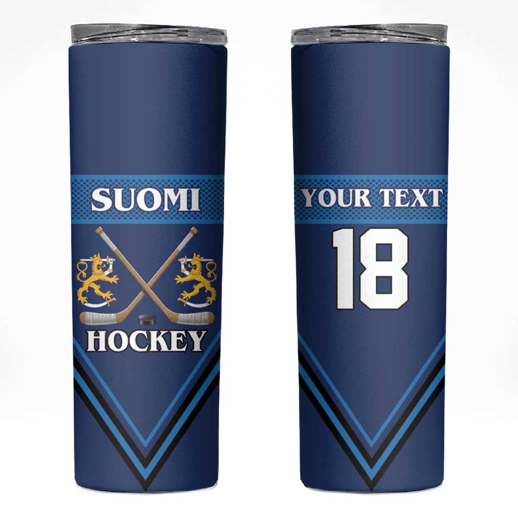 Finland Hockey Custom Skinny Tumbler Suomi Lion Ice Pride 2026 Blue Version