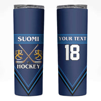 Finland Hockey Custom Skinny Tumbler Suomi Lion Ice Pride 2026 Blue Version