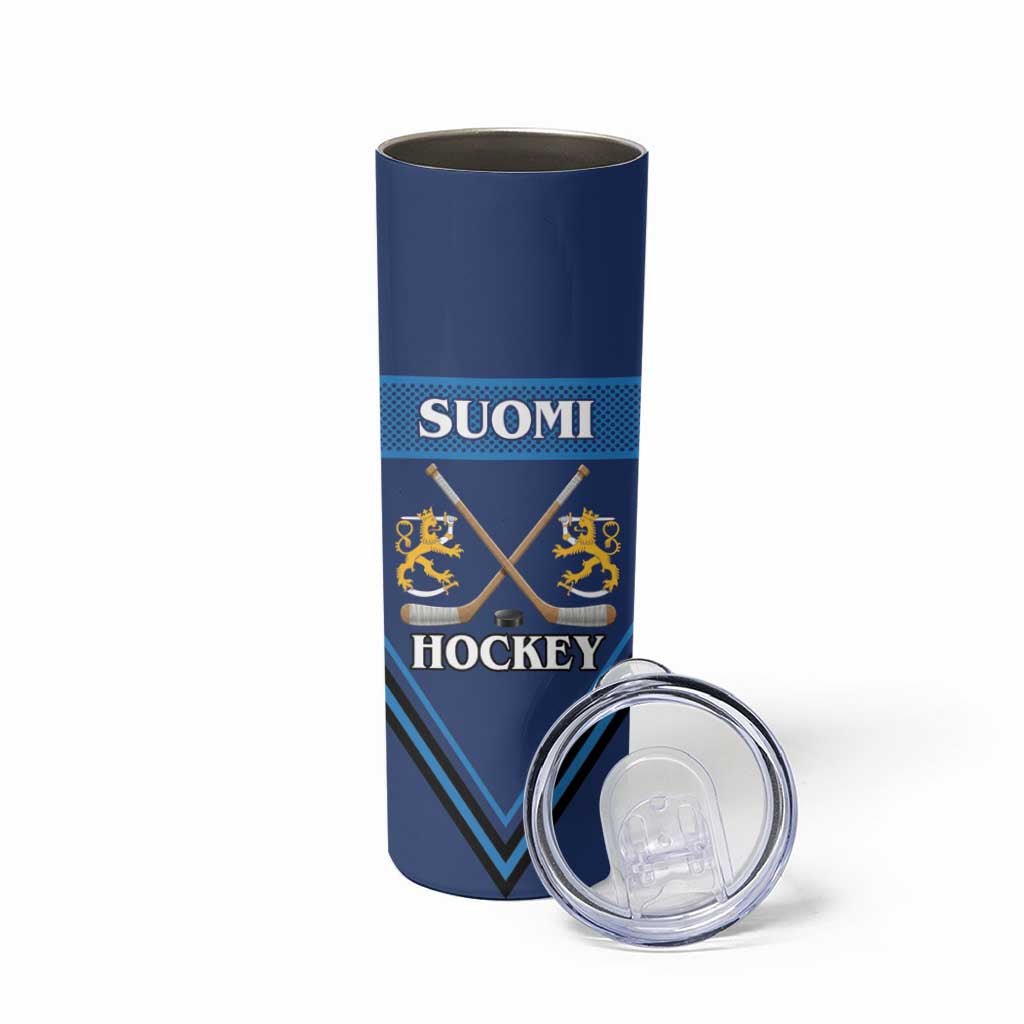 Finland Hockey Custom Skinny Tumbler Suomi Lion Ice Pride 2026 Blue Version