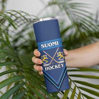 Finland Hockey Custom Skinny Tumbler Suomi Lion Ice Pride 2026 Blue Version