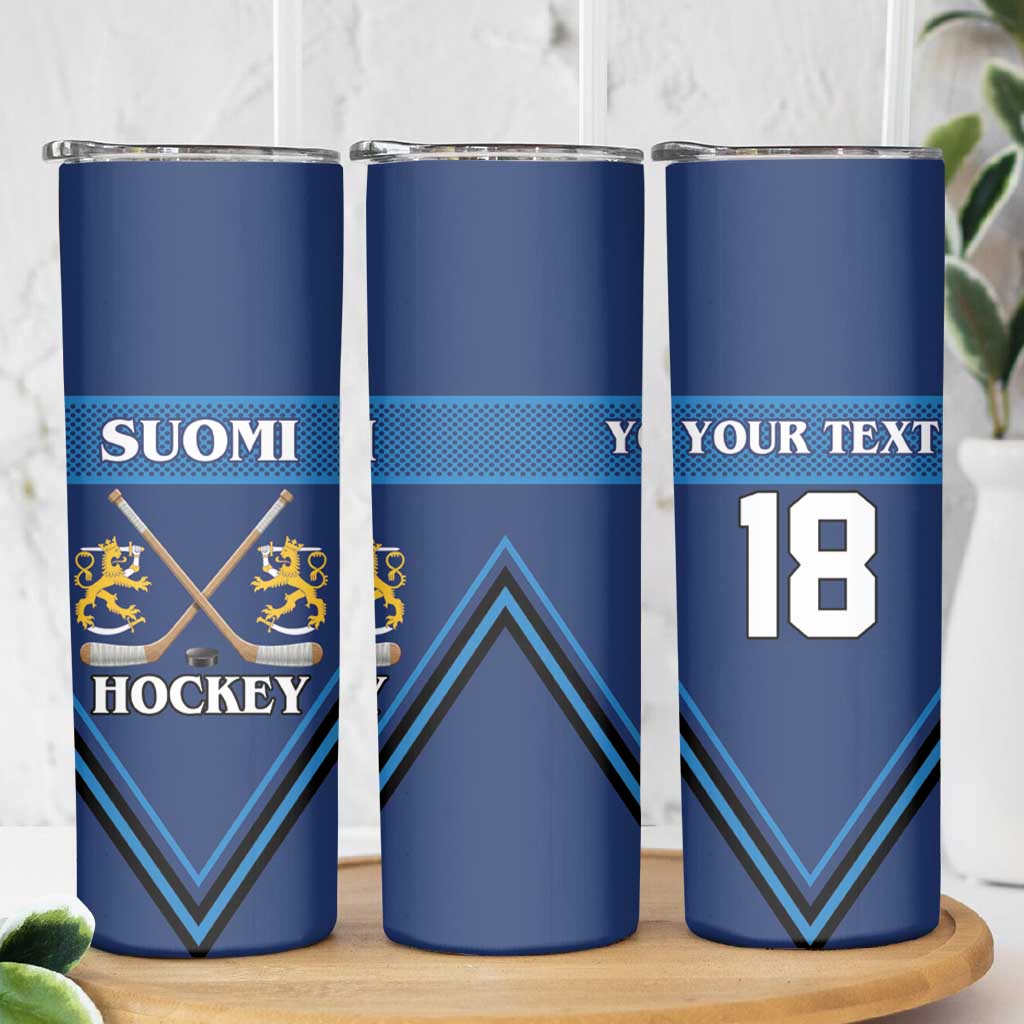 Finland Hockey Custom Skinny Tumbler Suomi Lion Ice Pride 2026 Blue Version