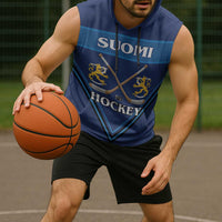 Finland Hockey Custom Sleeveless Hoodie Suomi Lion Ice Pride 2026 Blue Version