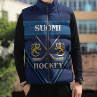 Finland Hockey Custom Sleeveless Puffer Jacket Suomi Lion Ice Pride 2026 Blue Version