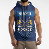 Finland Hockey Custom Sleeveless Zip Hoodie Suomi Lion Ice Pride 2026 Blue Version
