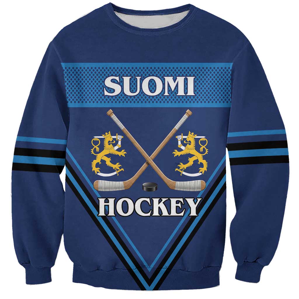 Finland Hockey Custom Sweatshirt Suomi Lion Ice Pride 2026 Blue Version