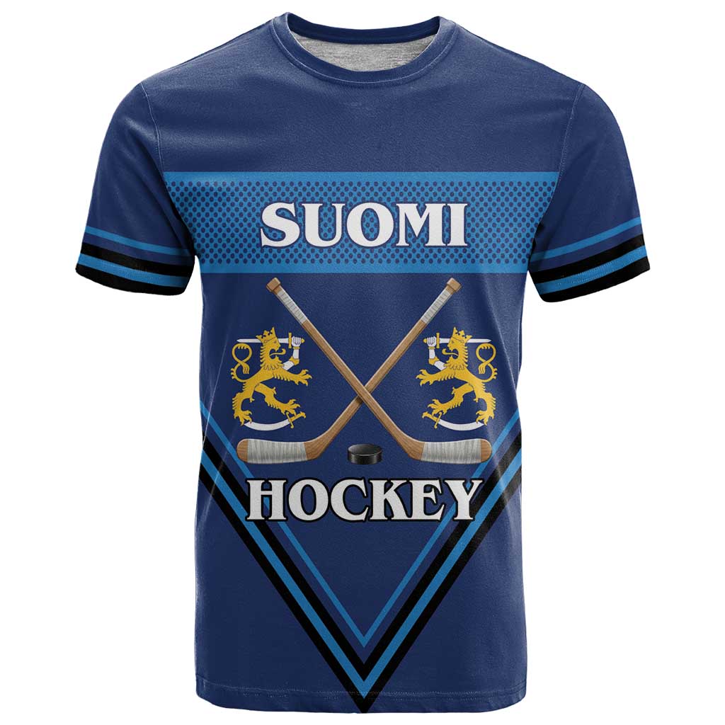 Finland Hockey Custom T Shirt Suomi Lion Ice Pride 2026 Blue Version