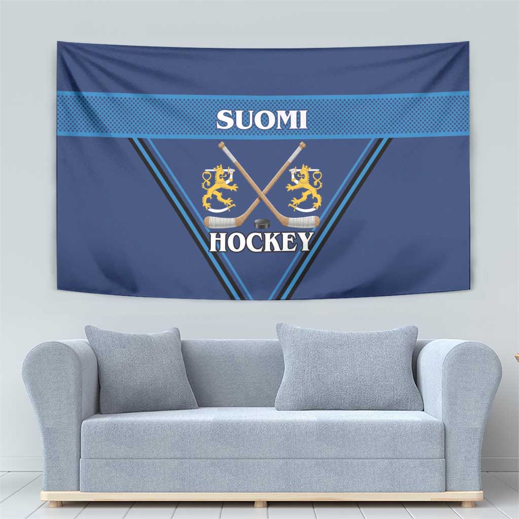 Finland Hockey Tapestry Suomi Lion Ice Pride 2026 Blue Version